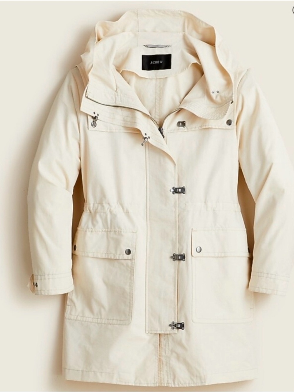 J. Crew Women's Cream Hooded Anorak Utility Jacket Coat XS